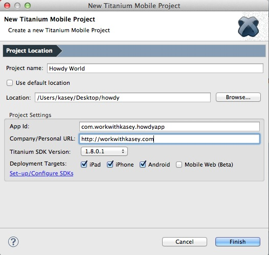 new titanium project